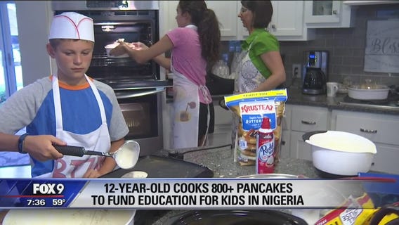 Colby makes pancakes for a good cause in Brooklyn Park, Minnesota