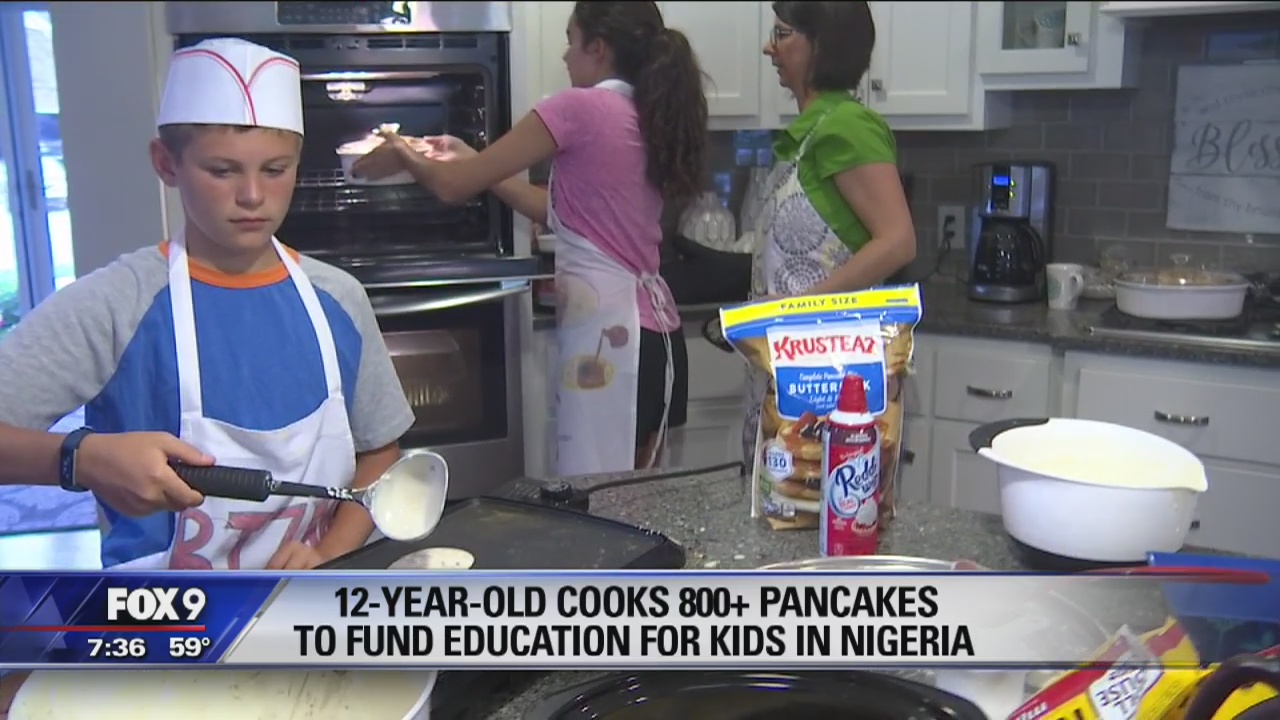 Colby makes pancakes for a good cause in Brooklyn Park, Minnesota