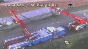 Semi rollover on I-694 in White Bear Lake