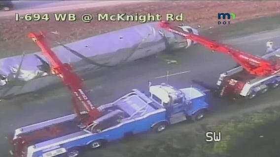 Semi rollover on I-694 in White Bear Lake