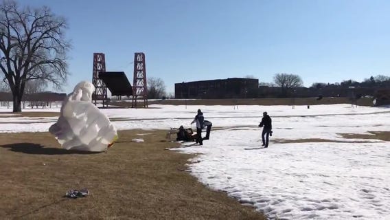 Mayor Carter skydives into St. Paul park to announced Red Bull Flugtag