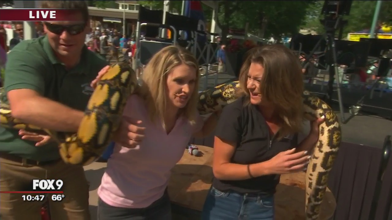 FOX 9's Alex and Leah meet reptiles at the Minnesota State Fair