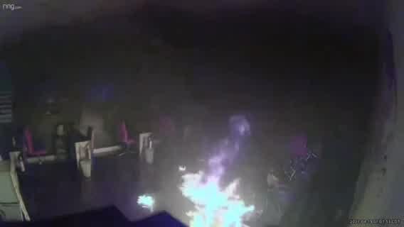 Surveillance video of arson at De Armour Nail Salon in Brooklyn Park