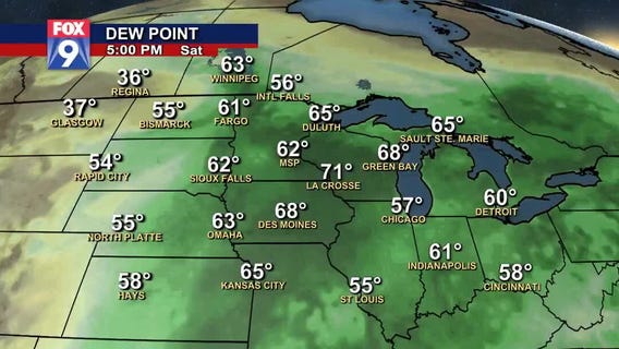 Dew points will gradually rise in later half of this week