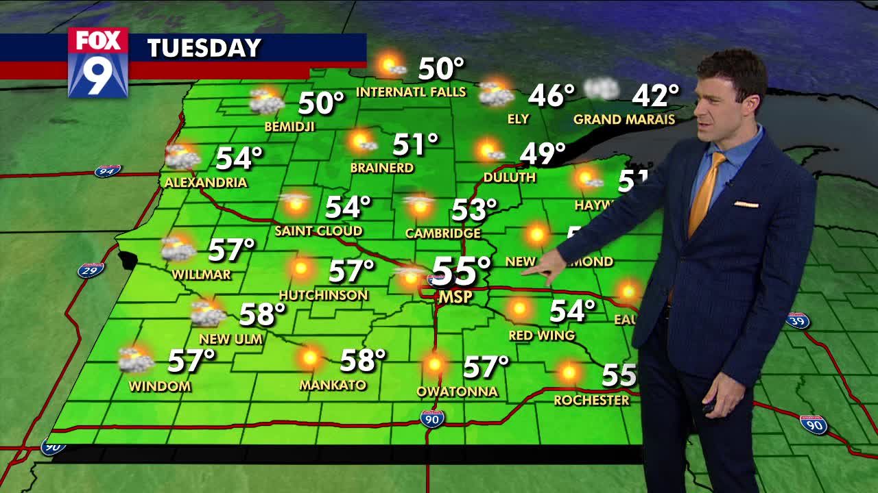 Tuesday's forecast: Windy with highs in the mid 50s