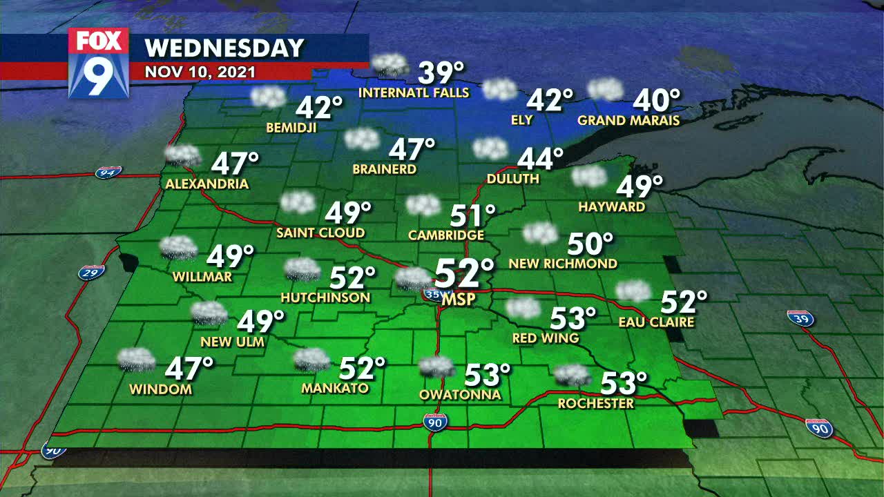 FOX 9 Weather Forecast for Wednesday, November 10, 2021