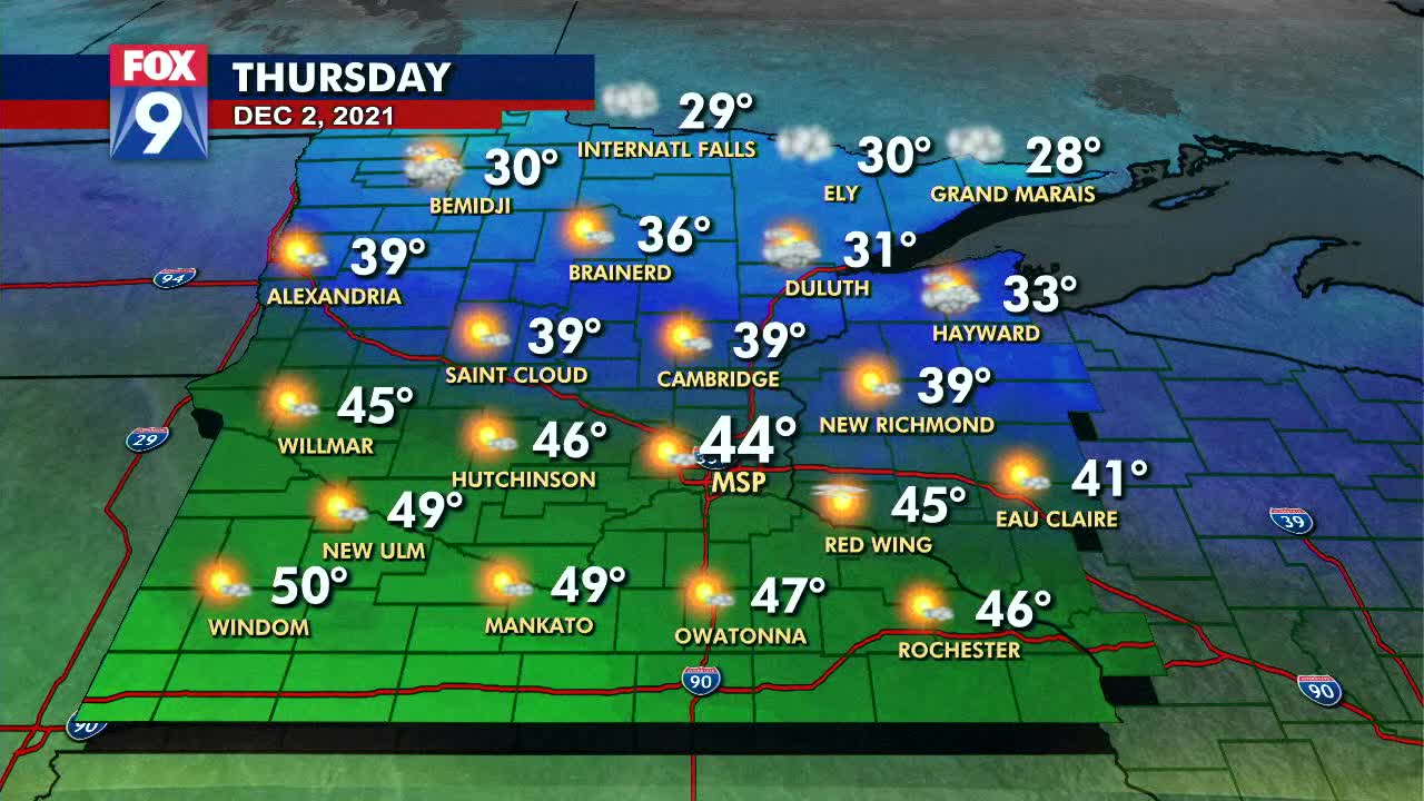 Well above average temperatures again Thursday, seasonable weather returns for weekend