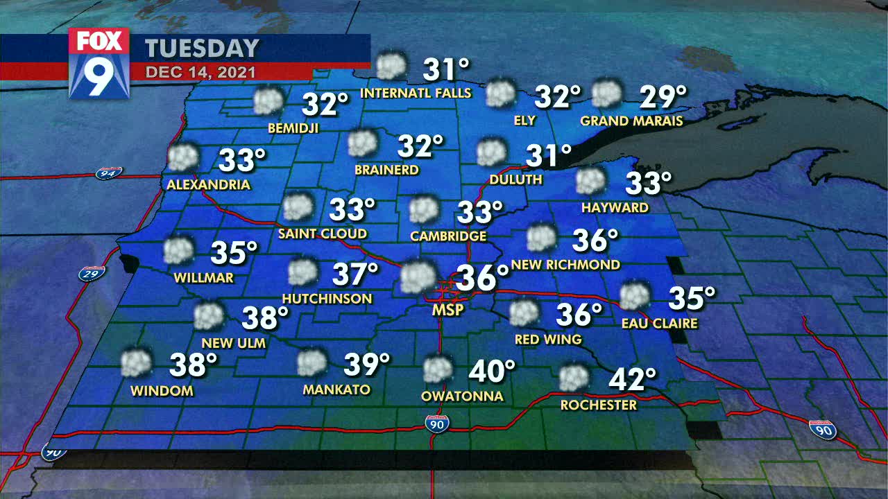 Tuesday's forecast: Temps much like yesterday, snow melt continues