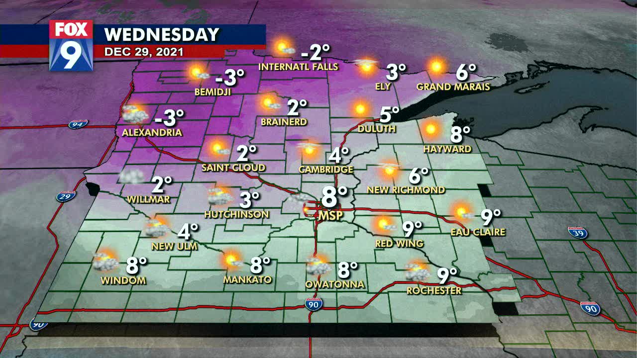 Wednesday's forecast: Highs barely above 0