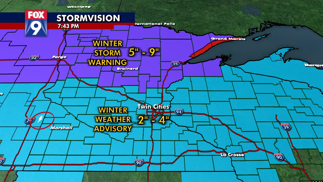 Sunday night weather: Snow starts to fall in Twin Cities