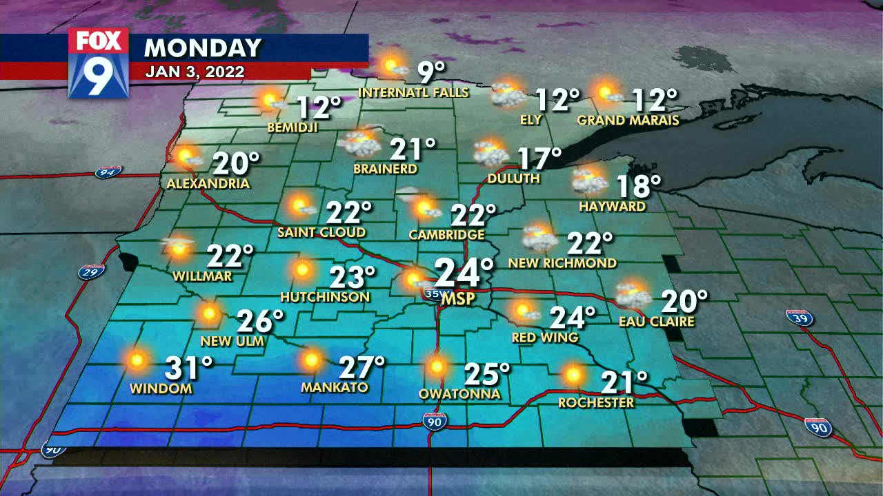 Monday's forecast: Seasonable temps return