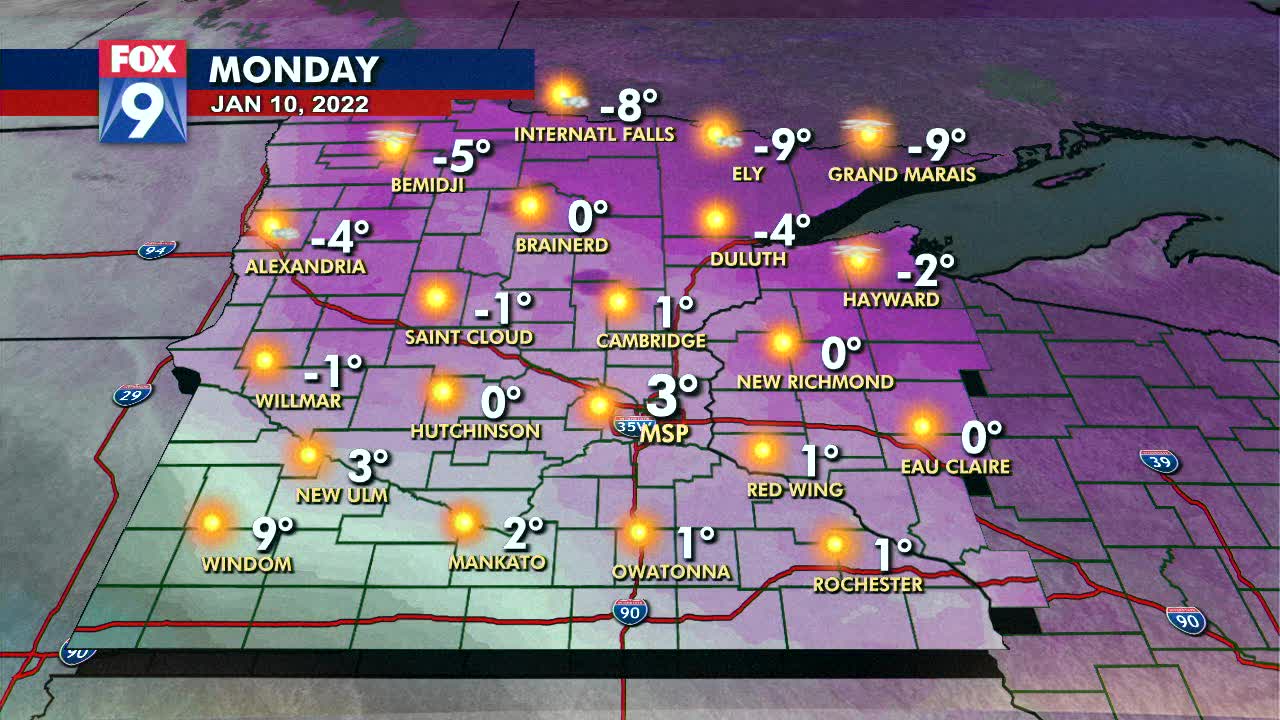 Monday's forecast: Very cold start to the day