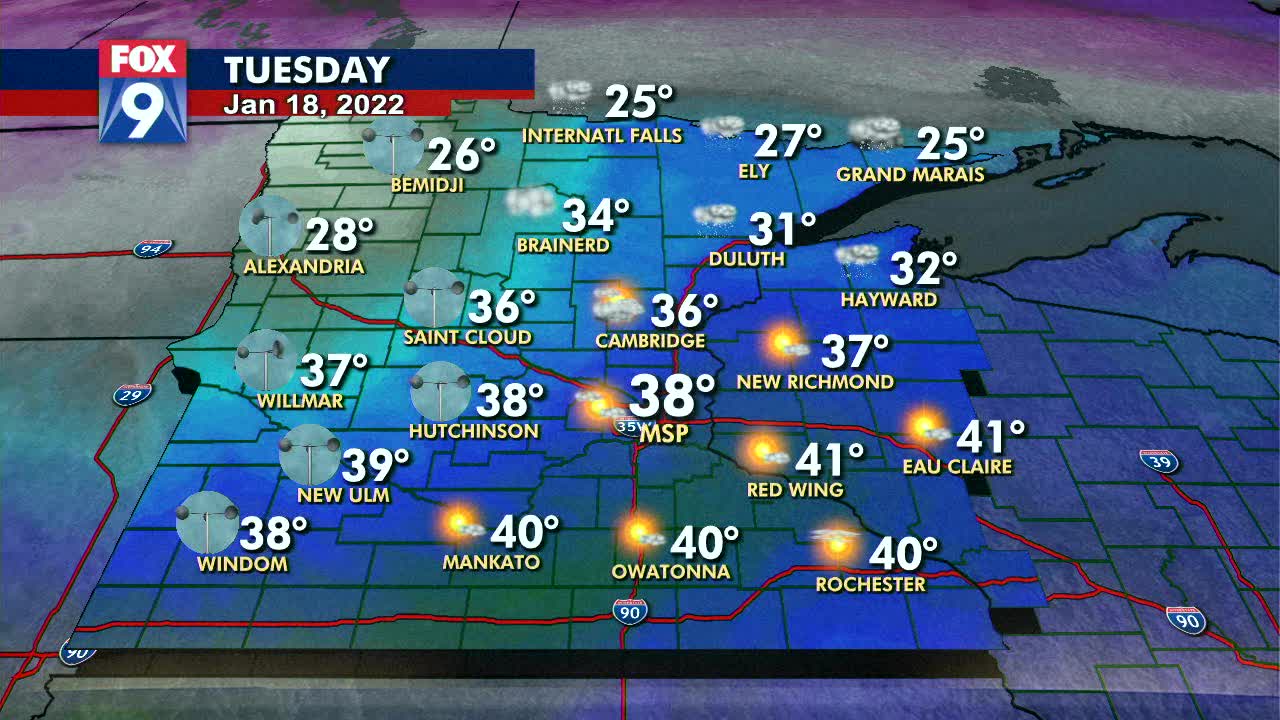 Tuesday's forecast: Highs in the upper 30s!