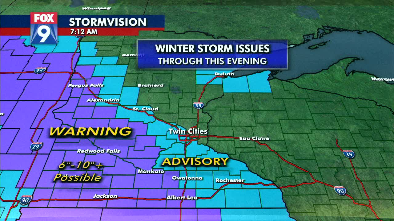 Friday's forecast: Winter Weather Advisory for most of western Minnesota