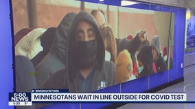 Minnesotans line up in cold weather for COVID-19 test in Brooklyn Park