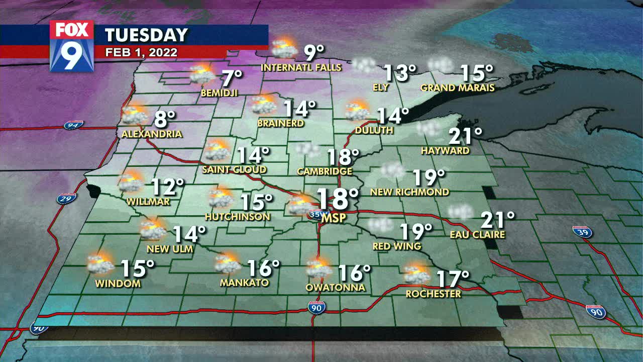 Tuesday's forecast: Temps start out in the 30s, but drop throughout the day