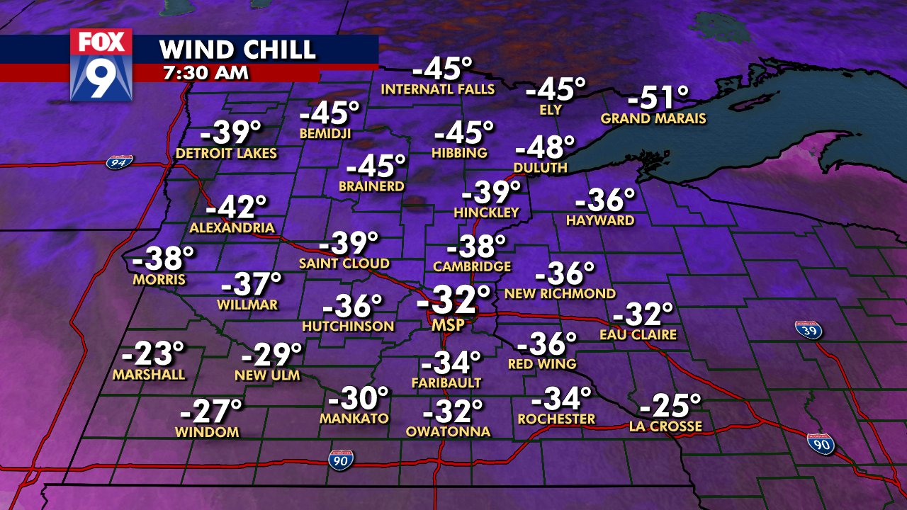 Monday afternoon forecast: Extreme cold temps for Minnesota