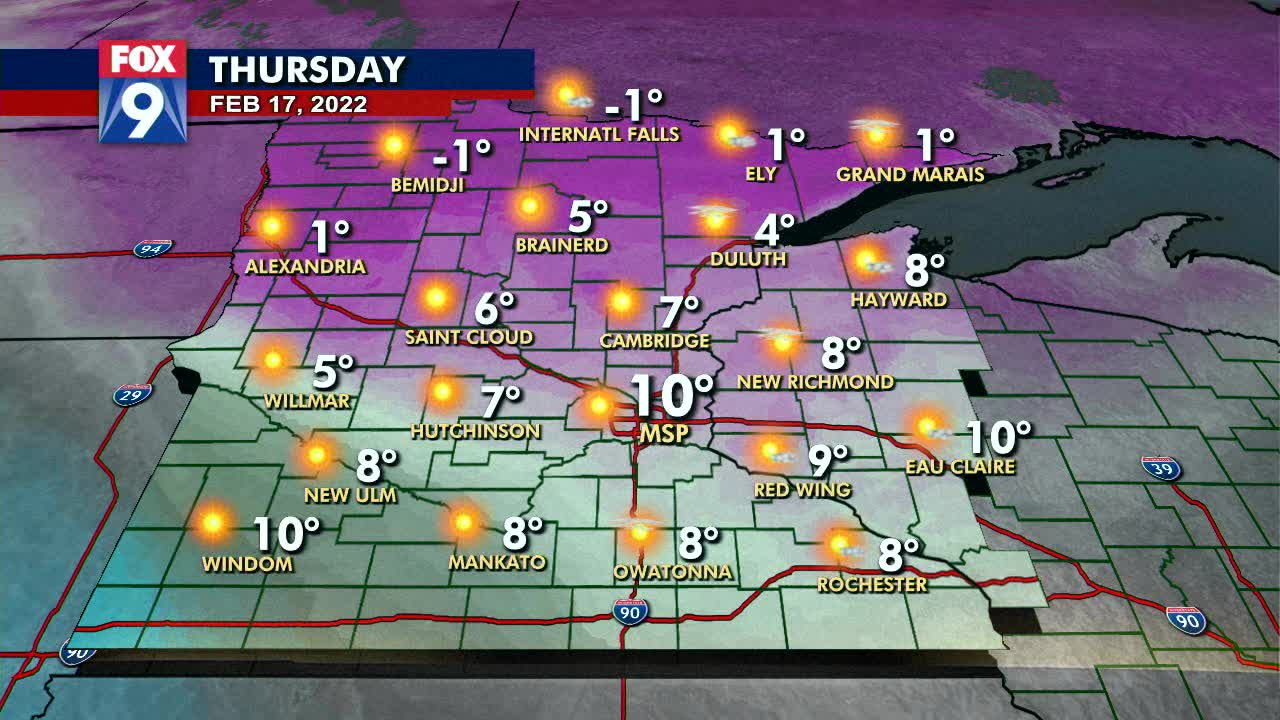 Thursday's forecast: A cold one with highs around 10