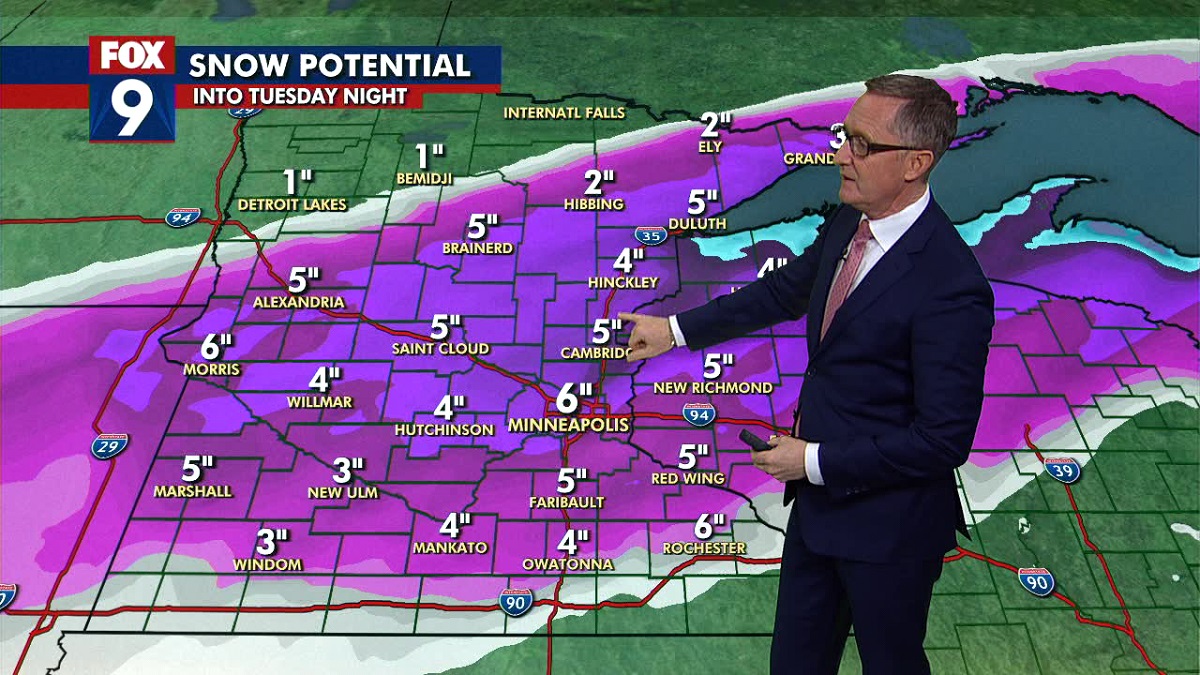 Snow set to move into Twin Cities metro on Tuesday