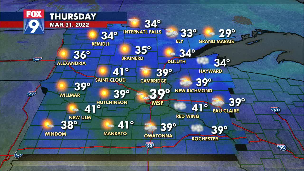 Thursday's forecast: Mid afternoon sun and slightly warmer than yesterday