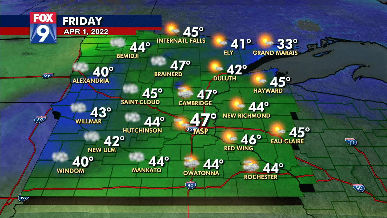 Friday's forecast: Early sun with a high in the upper 40s
