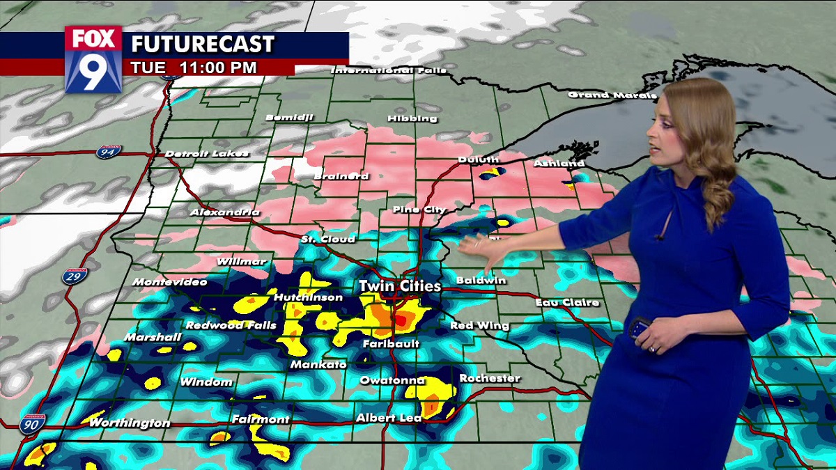 Tuesday: Storms moving in overnight, bringing rain to some, snow for others