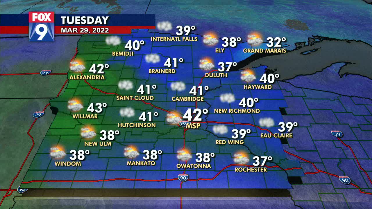 Tuesday's forecast: Rain later today