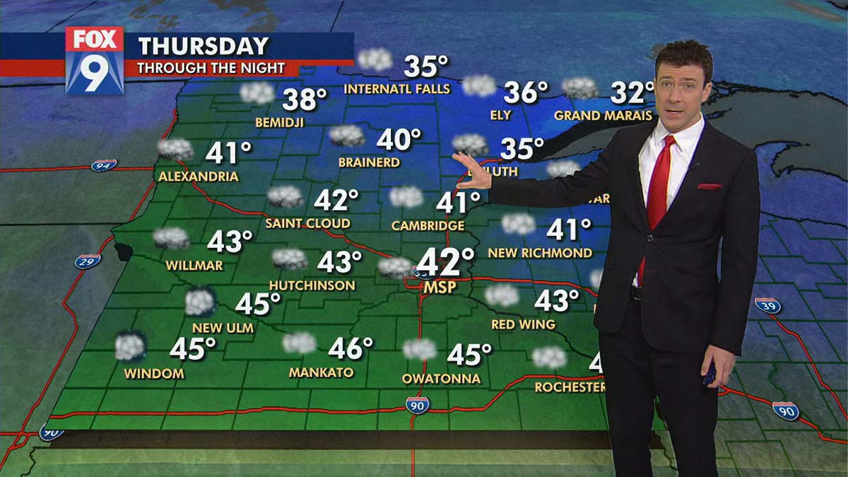 Thursday morning forecast: Cloudy with temps around 50