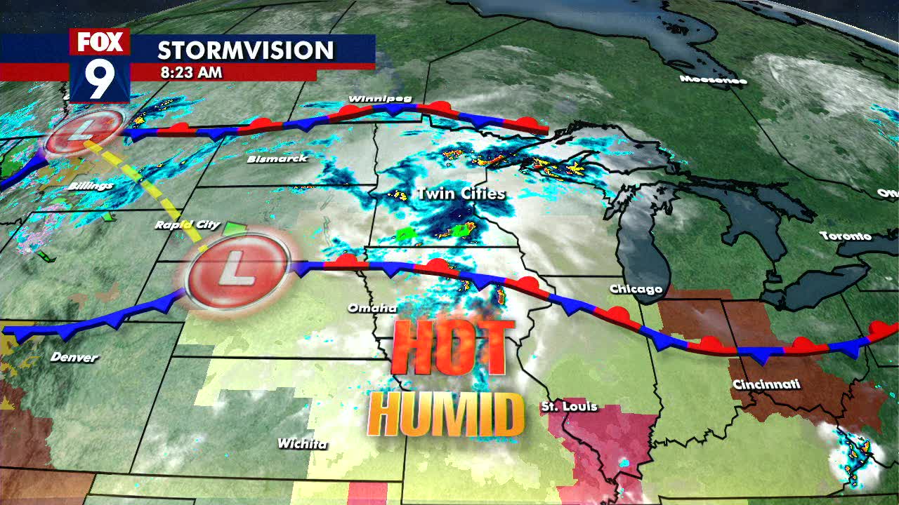 Monday's midday forecast: Storms moving out of the area as the heat rolls in