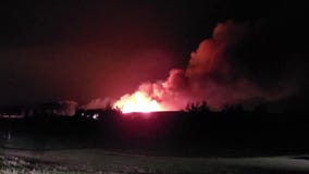 Large fire burns at Forsman Farms near Cokato, Minn.