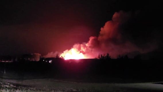 Large fire burns at Forsman Farms near Cokato, Minn.