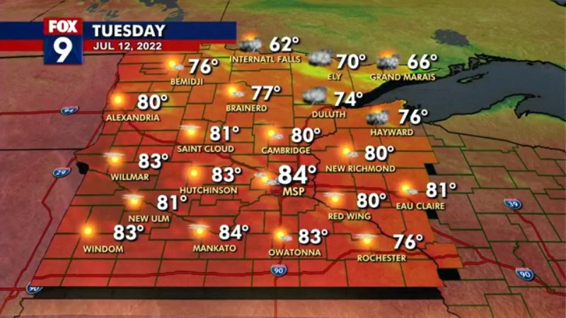 Monday's forecast: Highs in 80s with plenty of sun