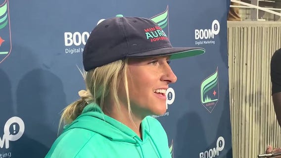 Minnesota Aurora coach Nicole Lukic talks after first playoff win