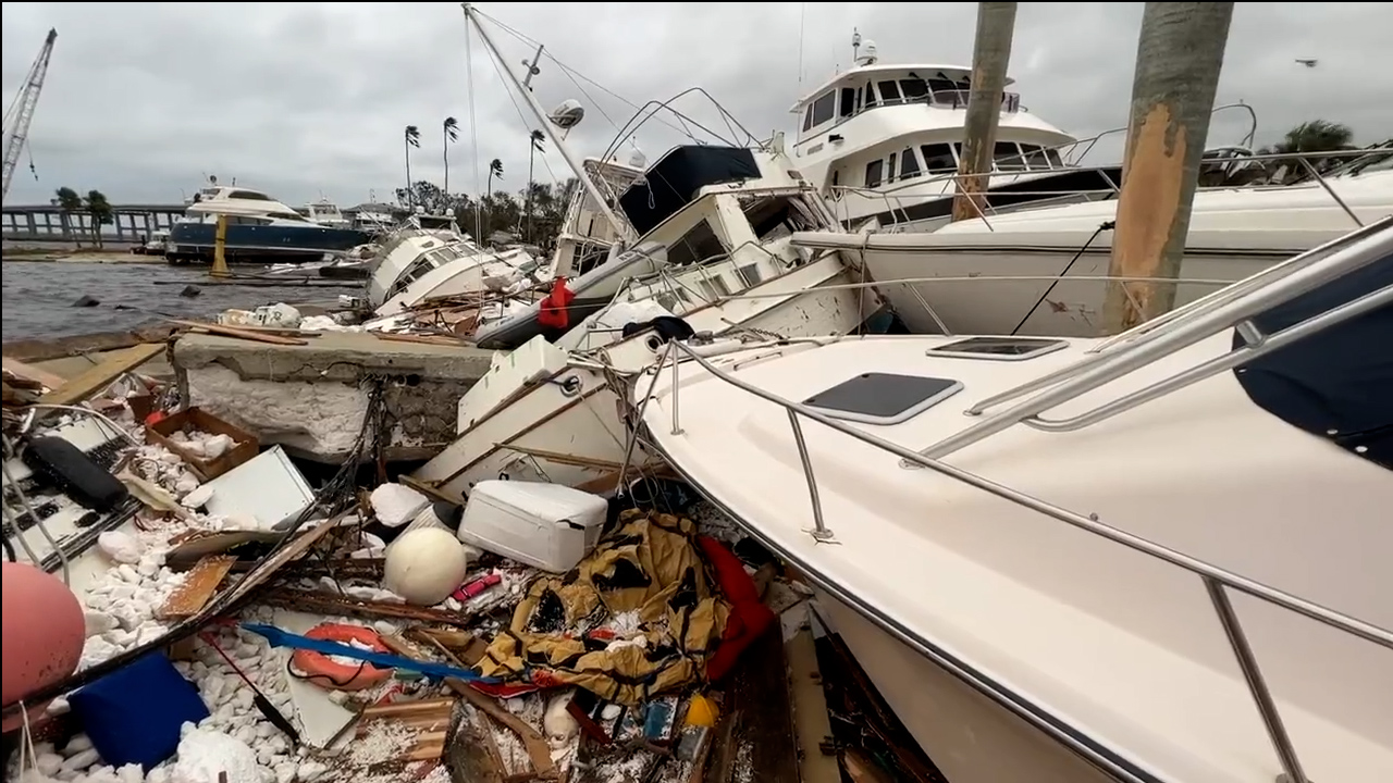 Hurricane Ian: Footage shows boat wreckage in Ft. Myers