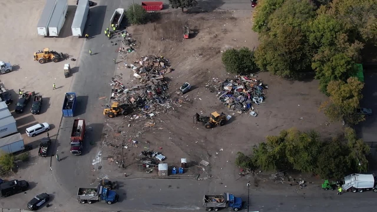 RAW: Drone footage shows Near North homeless encampment being cleared out