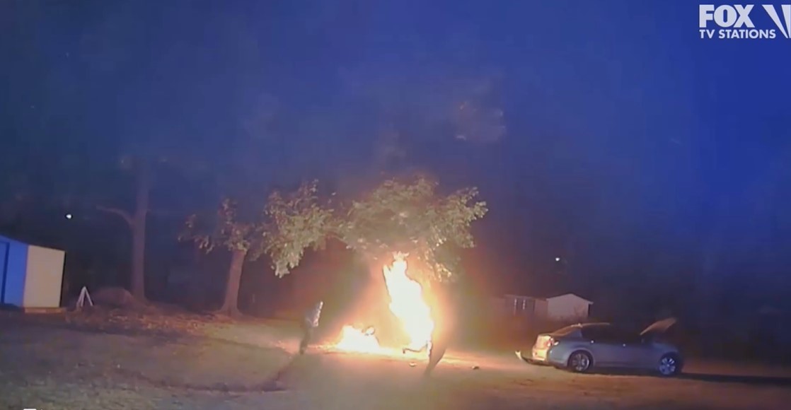 Man engulfed in flames after being Tased by police