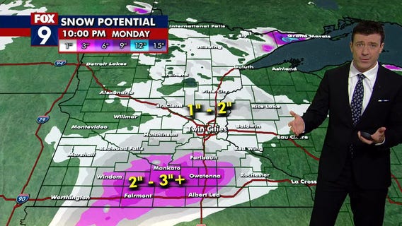 Snow falling across Twin Cities Monday