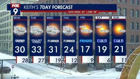 Winter snow continues Monday afternoon