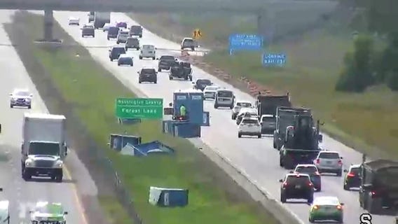 Porta potties cause backup on I-35 in Minnesota