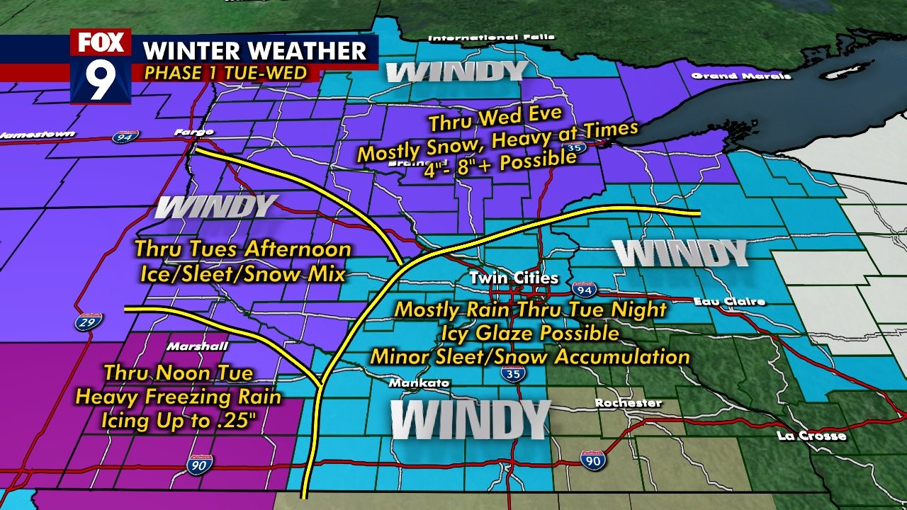 Tuesday's forecast: Large storm system rolls into the state