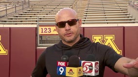 Gophers football team holds spring practice outdoors at Huntington Bank Stadium