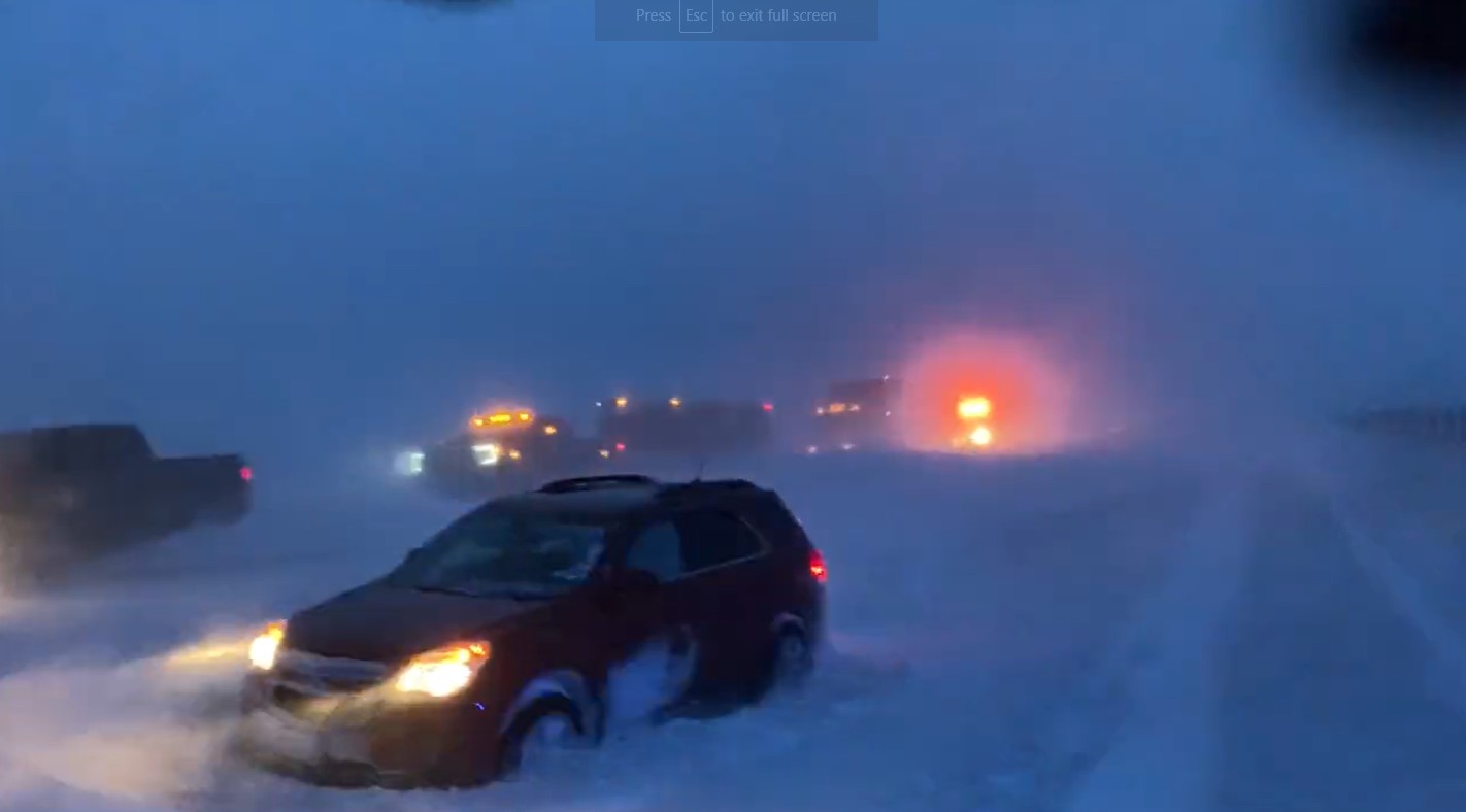 Vehicles stranded on I-94 near Moorhead