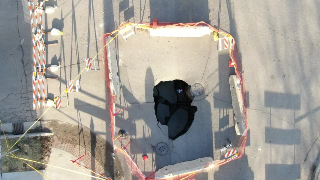 Minneapolis sinkhole: Drone video of the massive hole