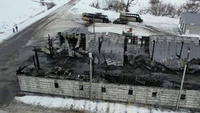 Drone video: Aerial view of Minnesota school bus garage destroyed by fire