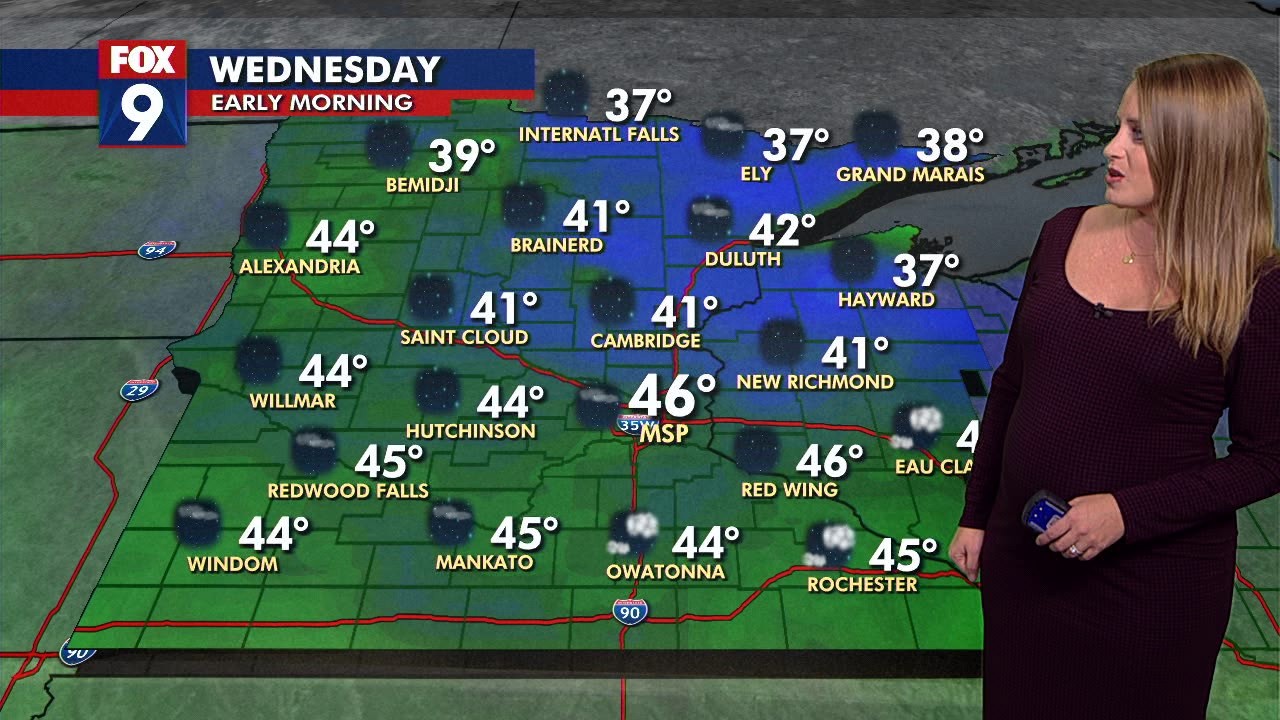 Minnesota weather: Temps drop into 40s Weds AM