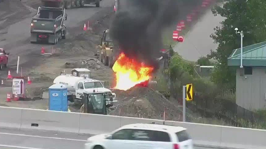 Fire burns at construction site off I-494