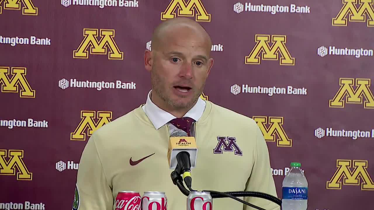 Gophers P.J. Fleck reacts to 35-24 win over Louisiana