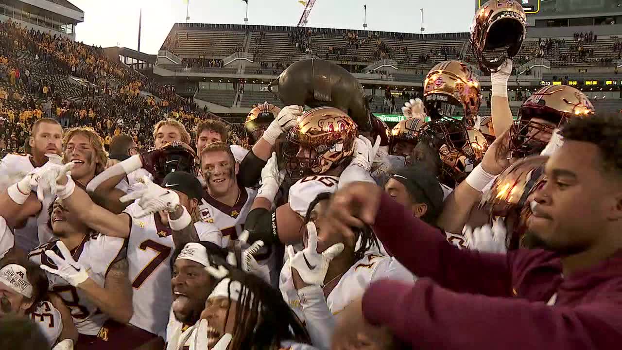 Gophers celebrate taking Floyd of Rosedale
