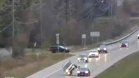 Minivan flips over following crash in Fridley