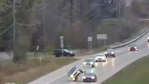 Minivan flips over following crash in Fridley